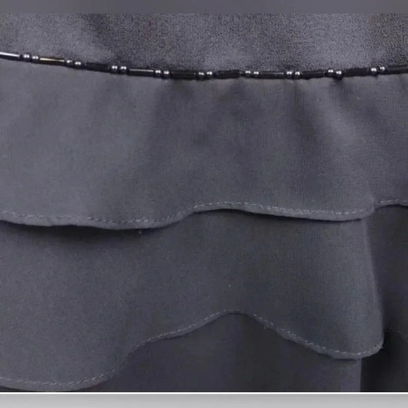 Vintage Anne Stanley Saks 5th Ave Black Beaded Ruffled Cocktail Dress EUC Sz 12 - Picture 3 of 16